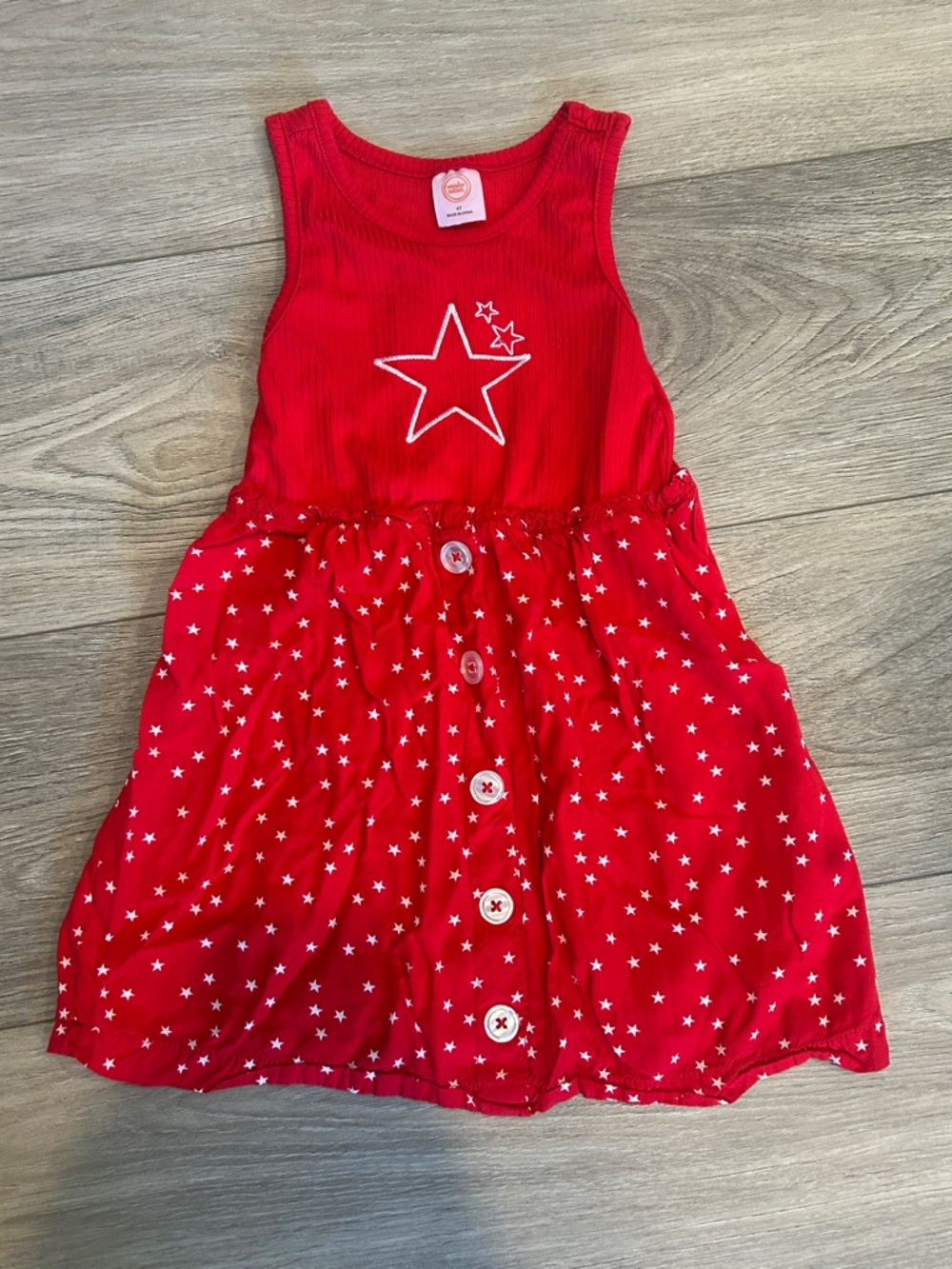 Wonder Nation Bright Red Ribbed Star ⭐️ Crewneck Dress Size 4T